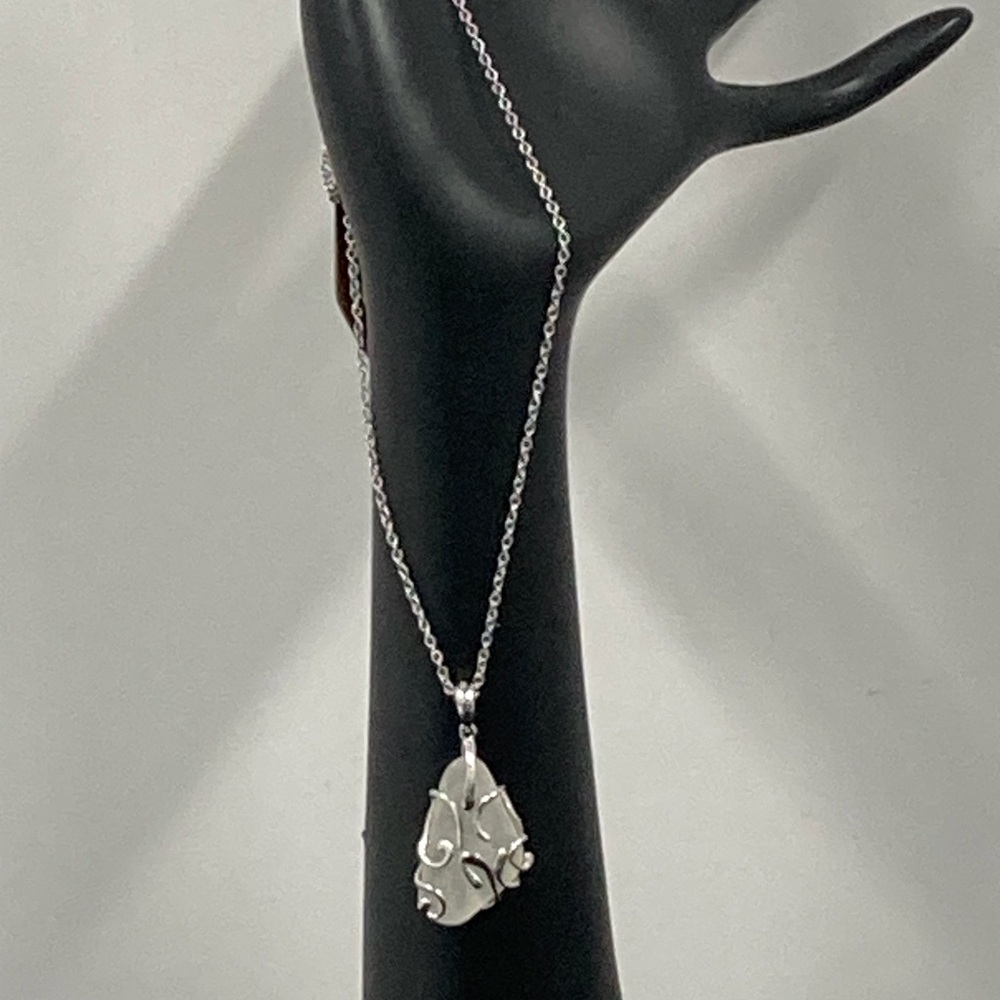 Genuine Sea Glass Necklace 18” Chain. Made with ❤️ see note for origin.
